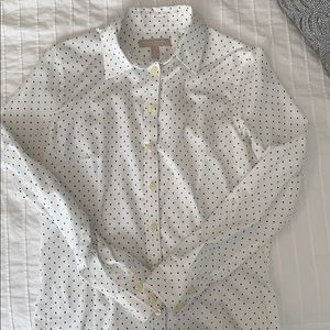 White polkadot button down blouse